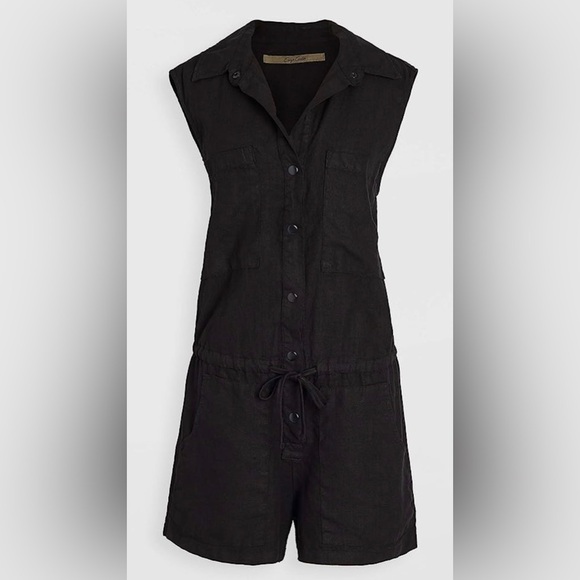 Enza Costa Handmade 100% Hemp Black Shorts Romper Playsuit size L